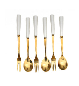 Ensemble de Fourchettes et Cuillères à Fruits Blancs de Luxe