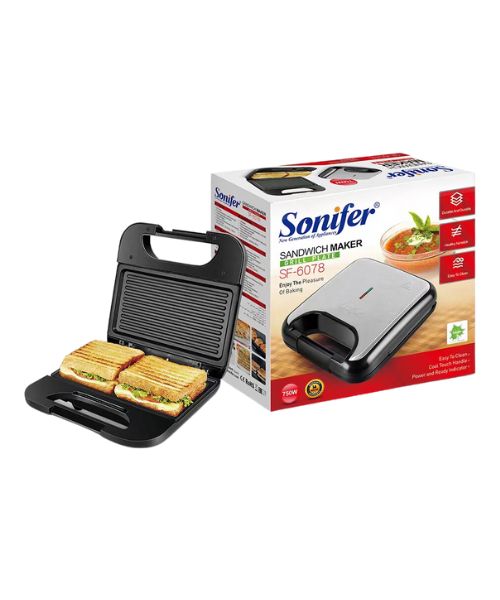 Sandwich Maker Sonifer - Finition Noir et Argent