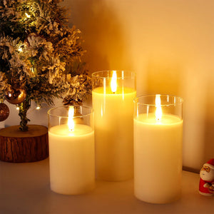 Bougies en Verre LED - Ensemble de 3