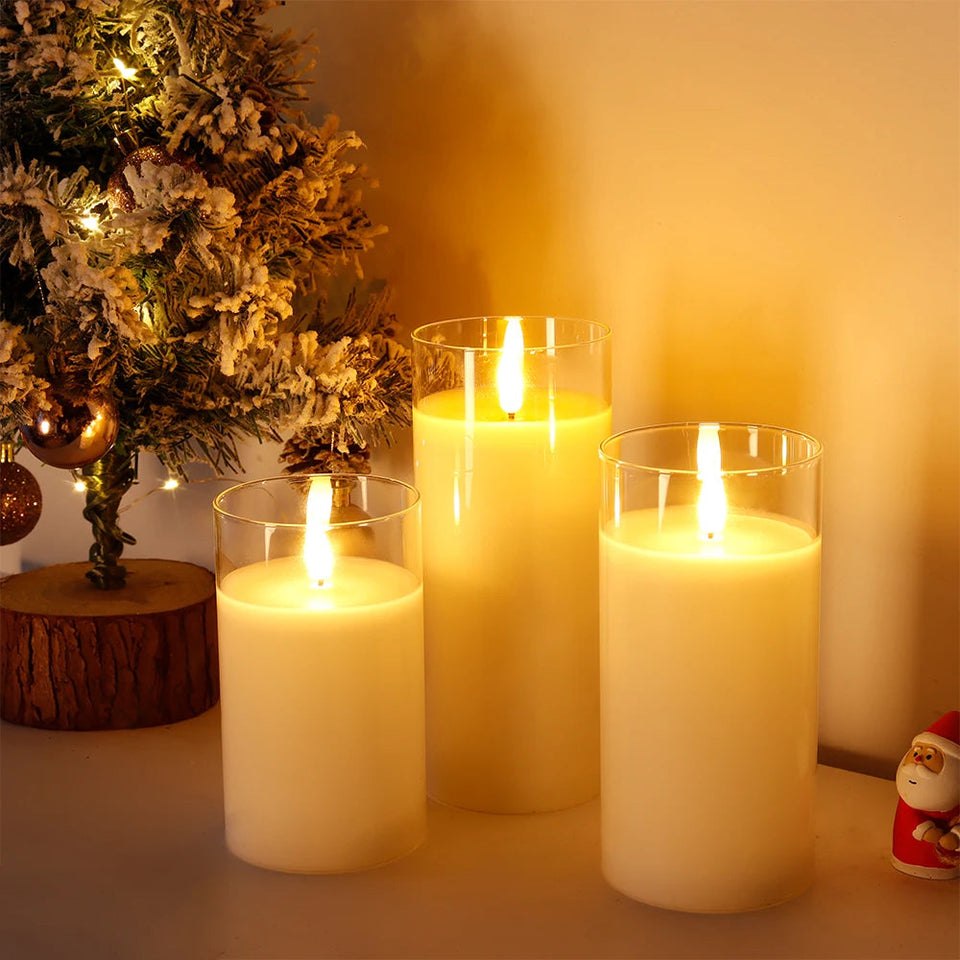 Bougies en Verre LED - Ensemble de 3