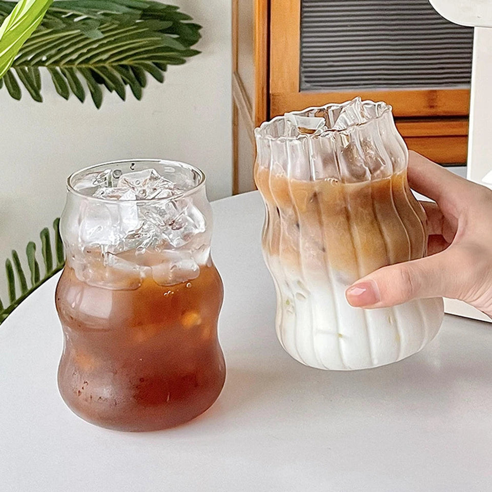 6 Tasse en Verre Ondulée de 500 ml