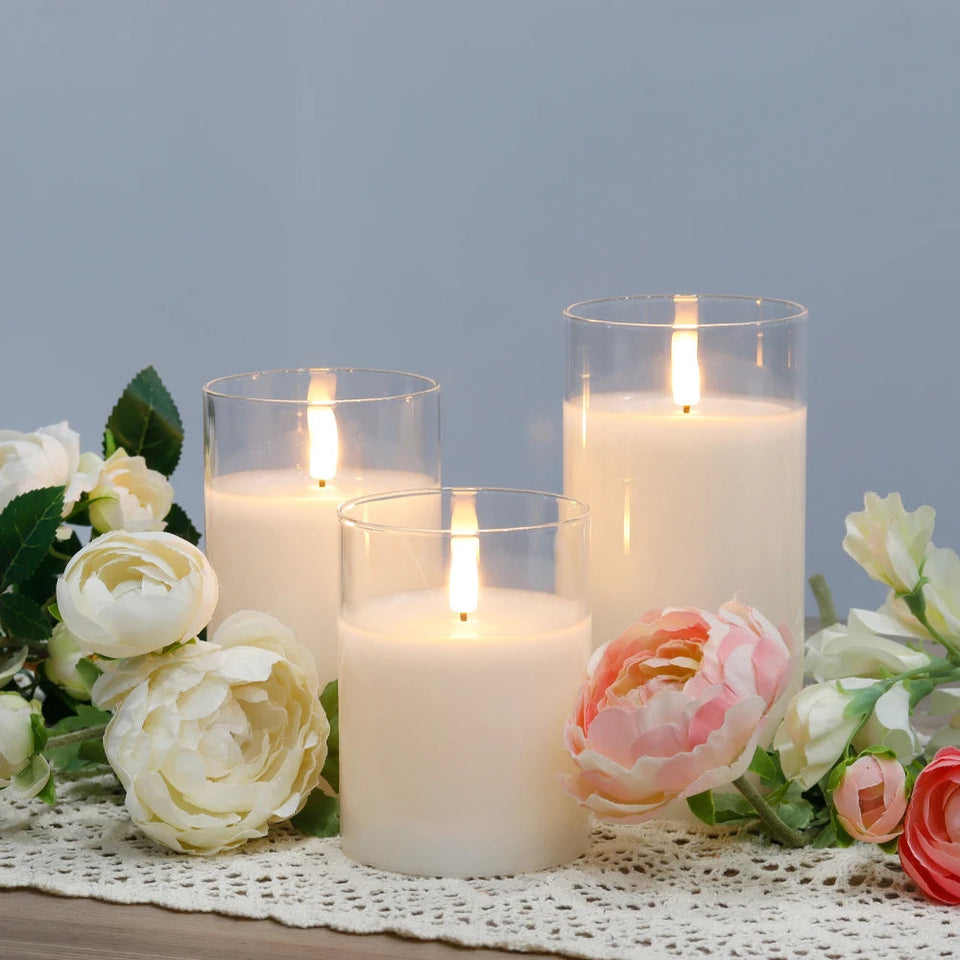 Bougies en Verre LED - Ensemble de 3
