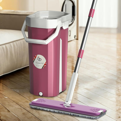 Balai Essoreur Automatique 2 en 1 avec Seau Compact avec 7 Tampons Remplaçables