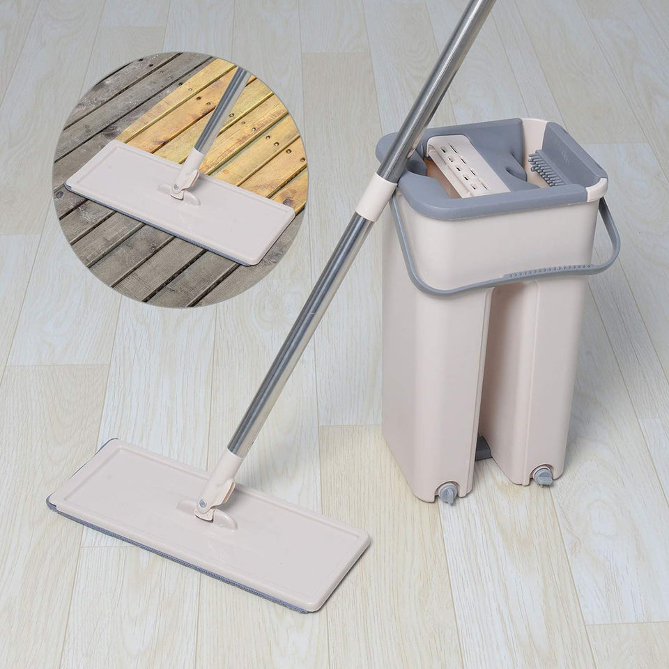 Balai Essoreur Automatique 2 en 1 avec Seau Compact avec 7 Tampons Remplaçables