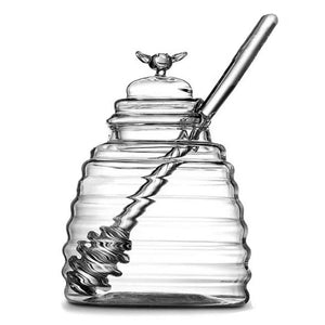 Pot de miel transparent avec louche et couvercle