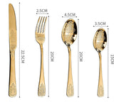 Ensemble de Couverts Européens Dorés en Acier Inoxydable, 24pcs