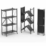 Étagères de Rangement Pliables en Métal avec Roulettes