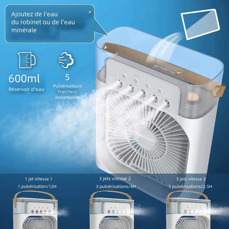 Ventilateur Brumisateur d'Air 3-en-1 avec Humidificateur et Purificateur