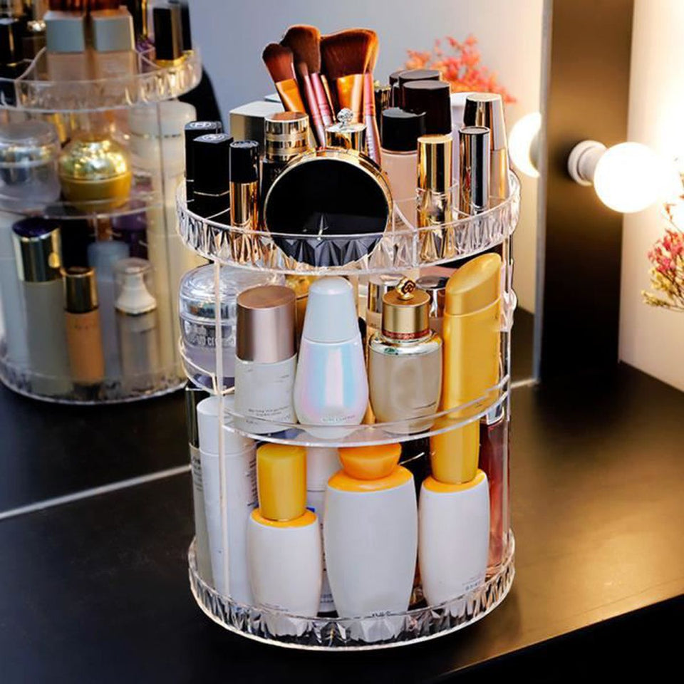Boîte de rangement cosmétique rotative 360°
